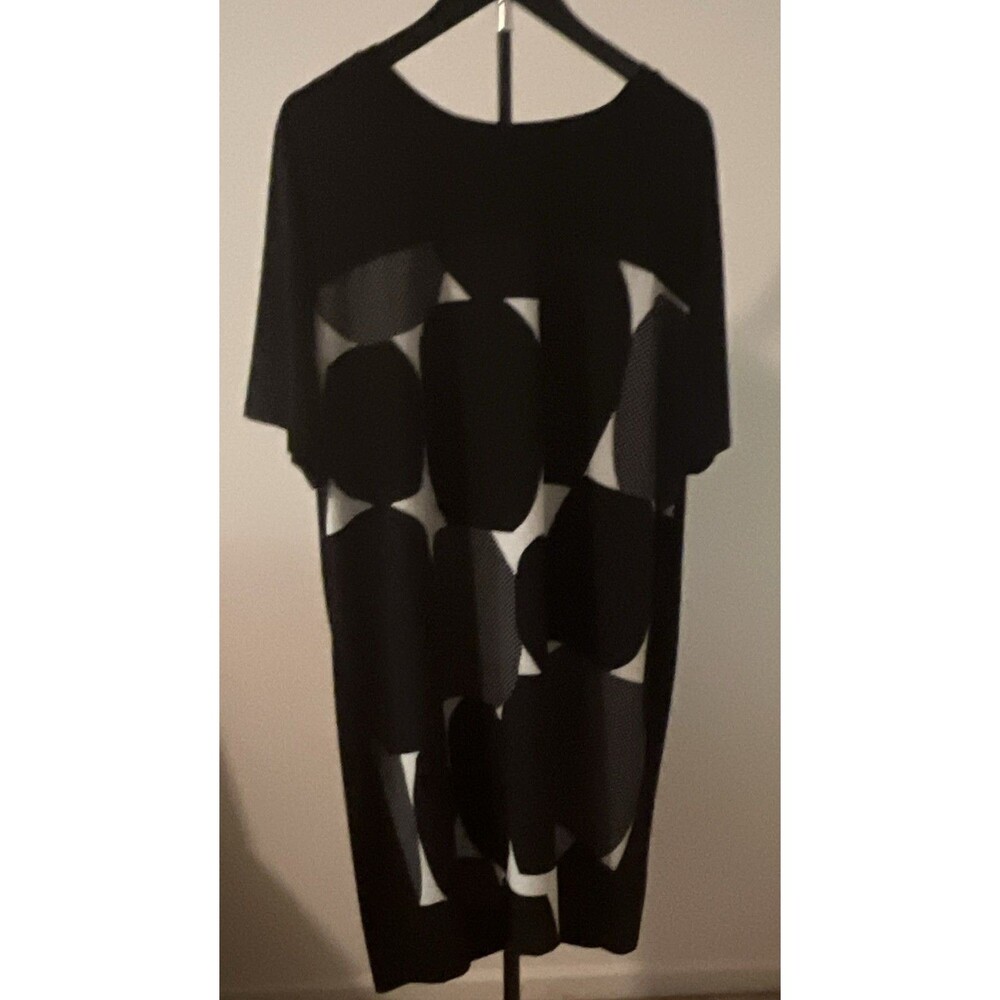 DKNY Black Solid Stretch Cutout Crew Neck Cap Sleeve Midi Shift Dress XL